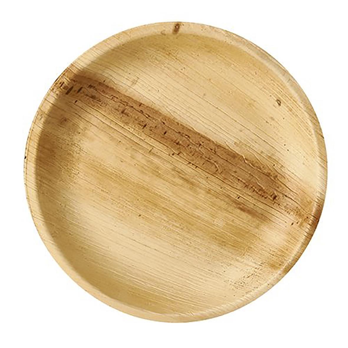 Engångstallrik av palmblad, rund, 23 cm i diameter