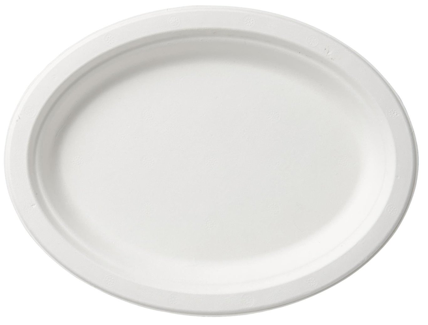 Oval vit papperstallrik av Duni Bagasse, 26x19cm