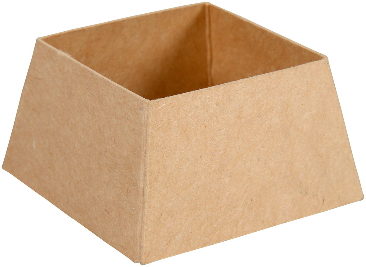 Brun äggkopp kartong i fyrkantig form, mått 4,5x2,5 cm