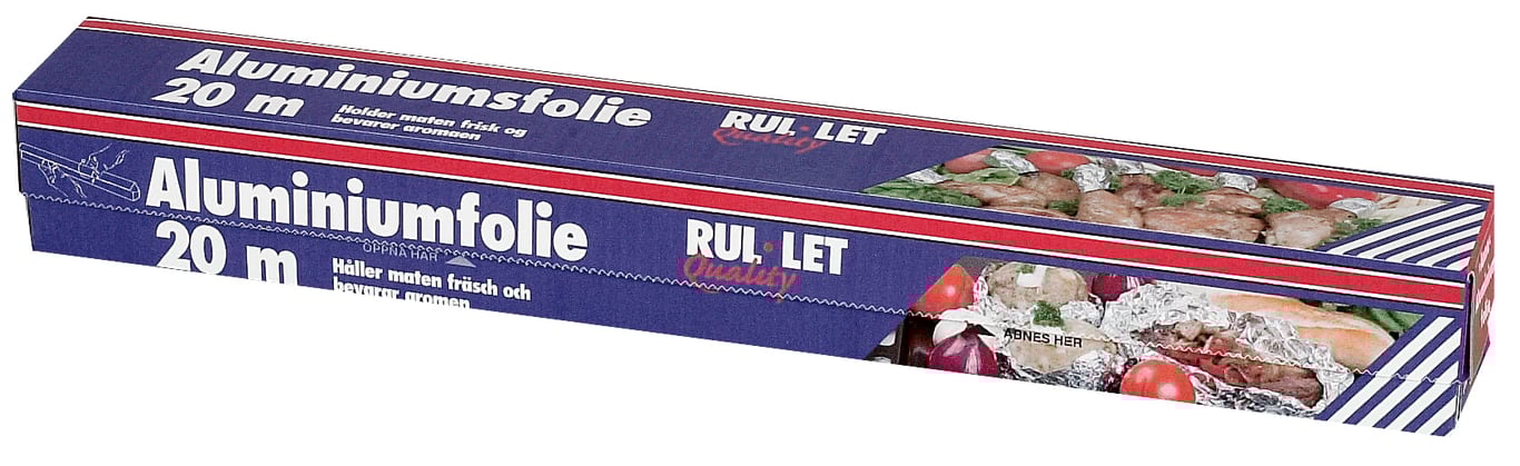 Förpackning av aluminiumfolie 10,5 my, 29 cm bred och 20 m lång