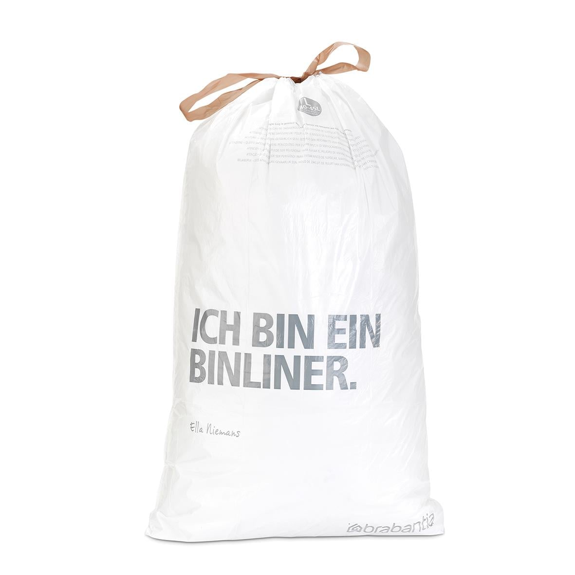 Avfallspåse Brabantia Perfectfit 40-45L L med text och knytband