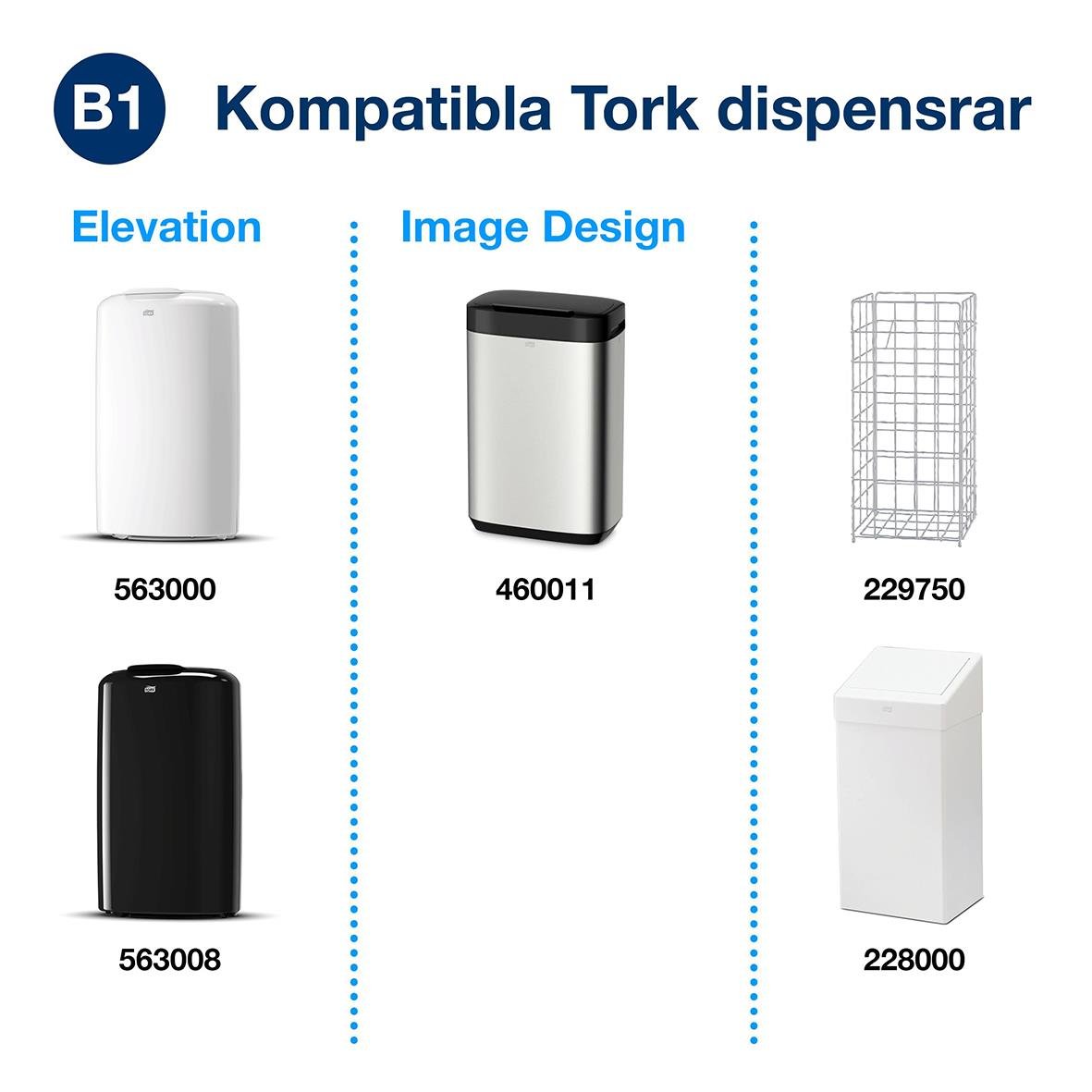 Transparent sopsäck för tork B1 50L, kompatibel med olika torkdispensrar