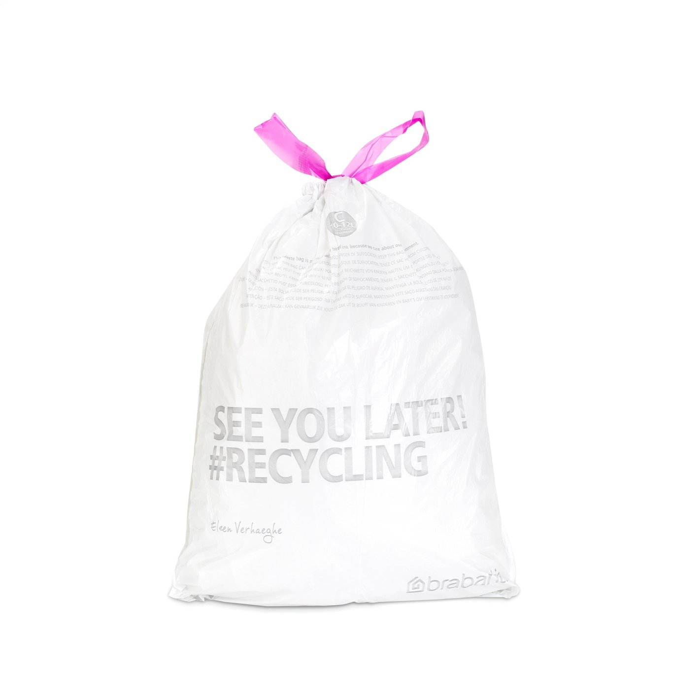 Avfallspåse Brabantia PerfectFit 10-12L med rosa snodd