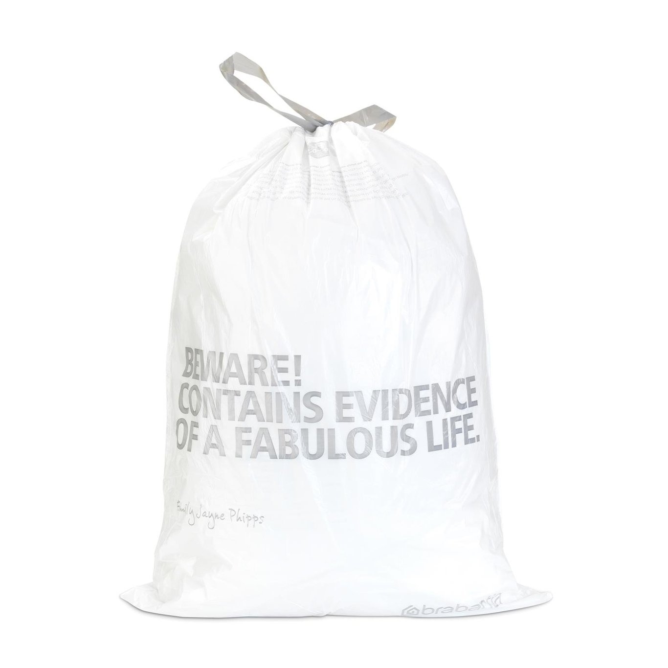 Avfallspåse Brabantia Perfectfit 50-60L, vit, med text