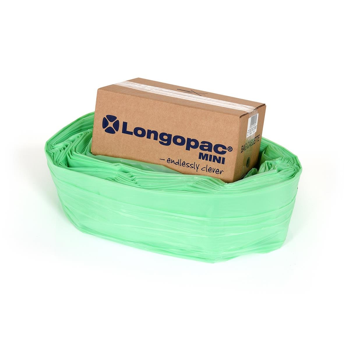 Grön sopsäcksslang Longopac Mini Industri Biosäck Ø357mm x 40m med kartong