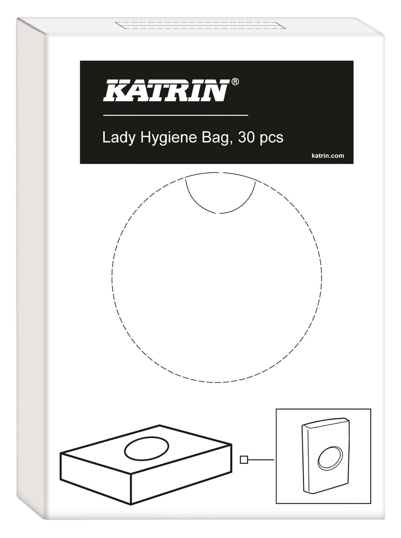 Vit sanitetspåse Katrin Lady Hygiene Bag, 30 st, för engångsbruk
