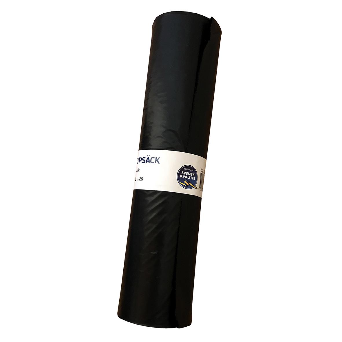 Svart sopsäck Mono LD 125L 90my 750x1150mm, rull