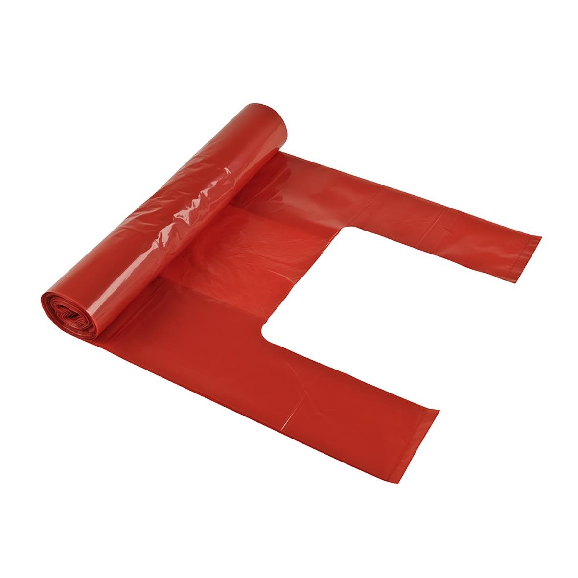 Röd källsorteringspåse LD Knyt 30L 35my, 280/170x580mm, plast, rull