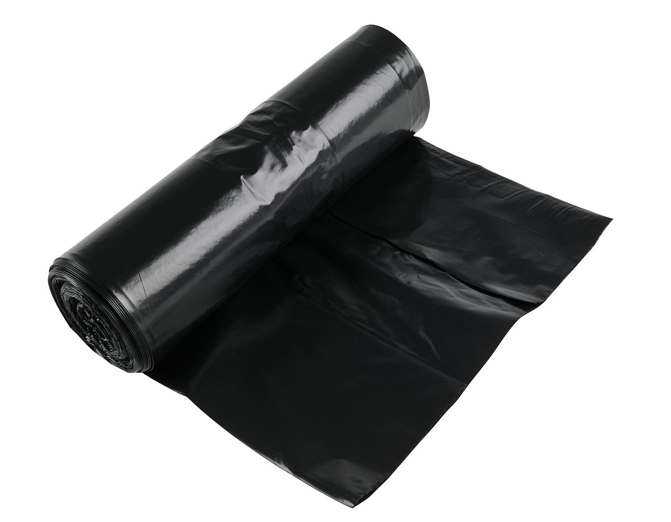 Svart sopsäck av polyeten LDPE 70L, 80my, 600x900mm, rullad