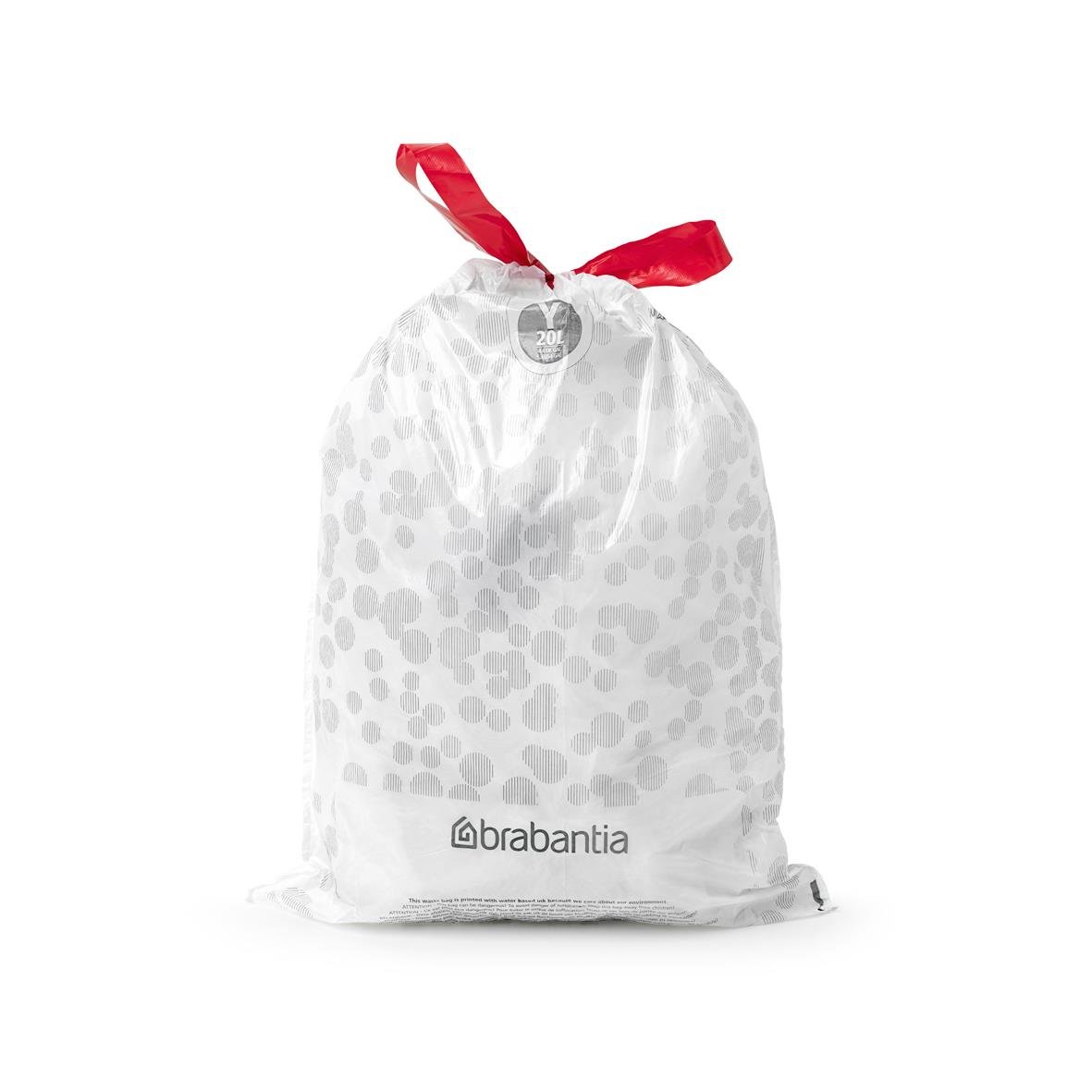 Avfallspåse Brabantia PerfectFit 20L i vit med röd rosett