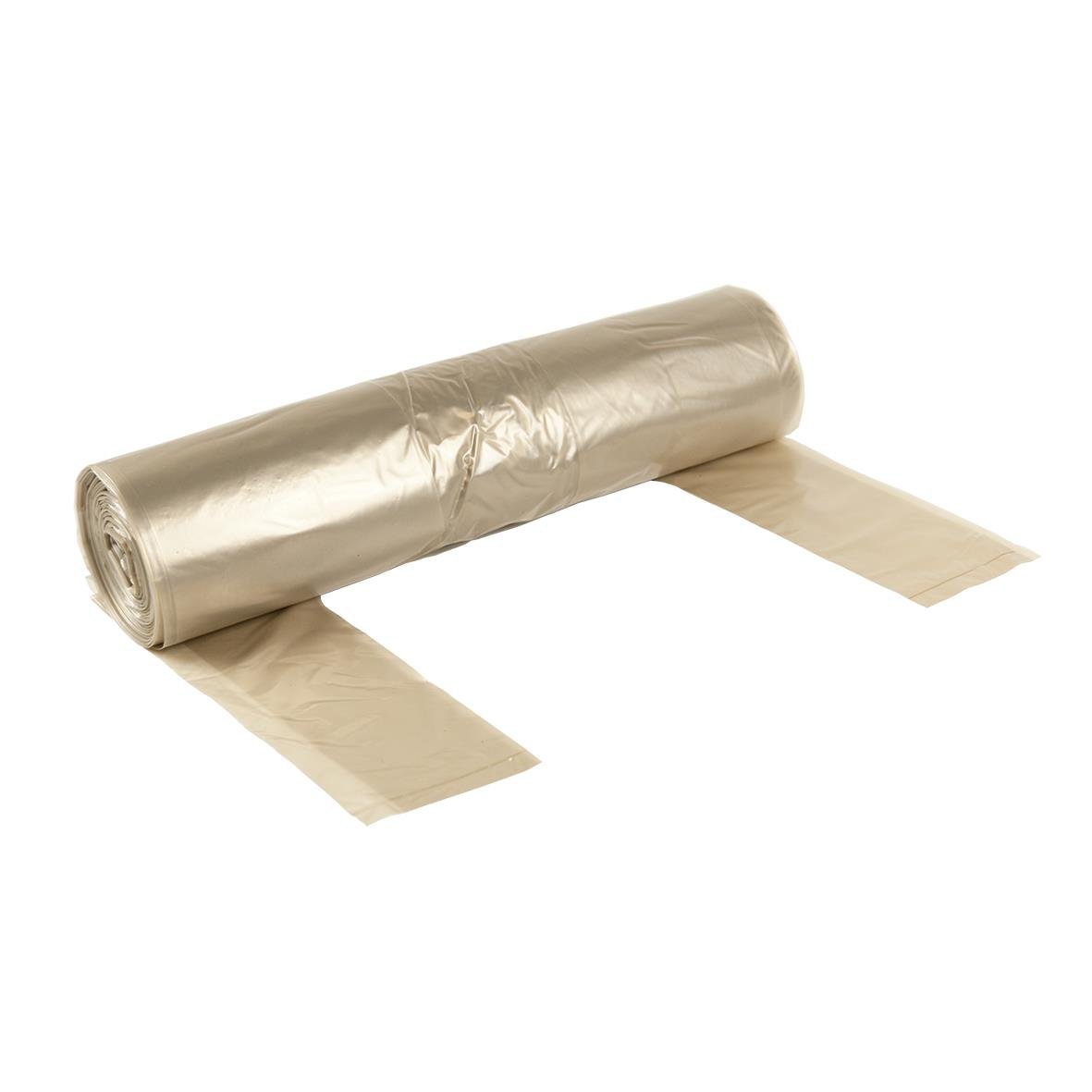 Transparent sopsäck av LDPE med knyt, 240L, 55my, mått 450x1550mm, rullad