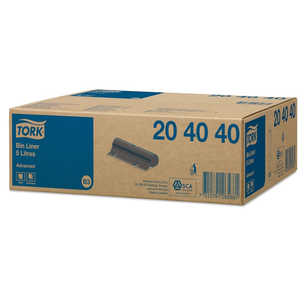 Svart soppåse Tork B3 5L i kartong med 20, 40, 40 st