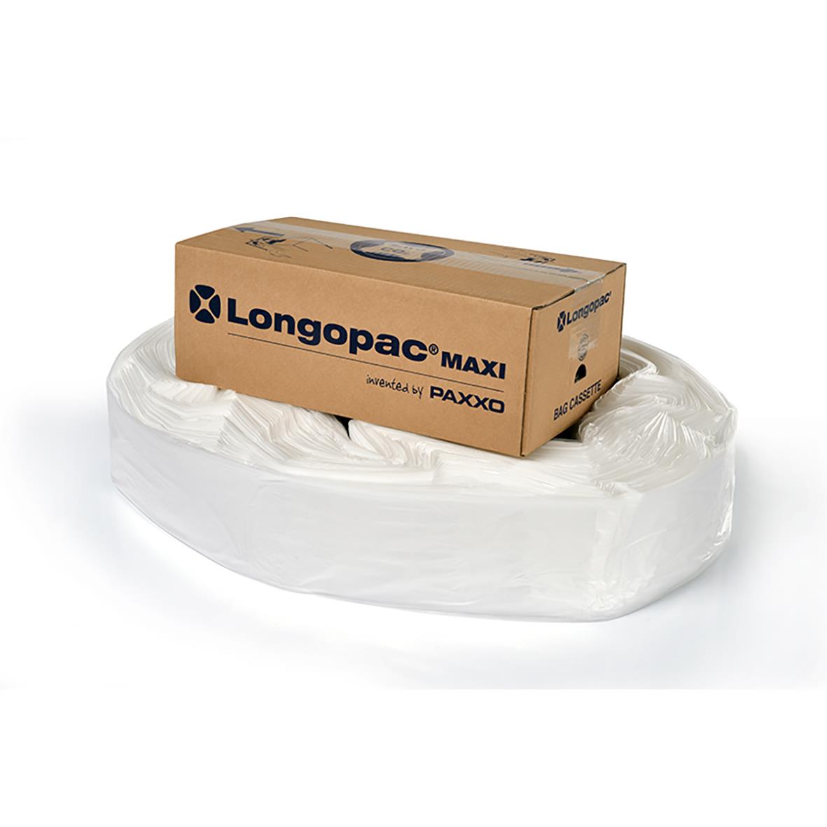 Sopsäcksslang Longopac Maxi Extra Strong Transp 70m i vit plast med kartong