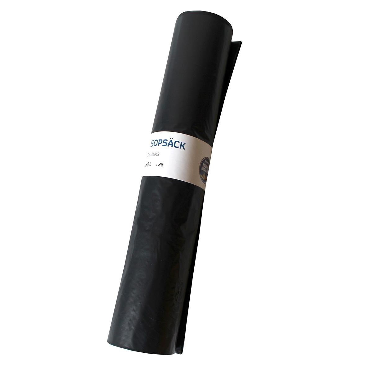 Svart sopsäck Mono Basic 70L, 40my, 600x900mm, rull