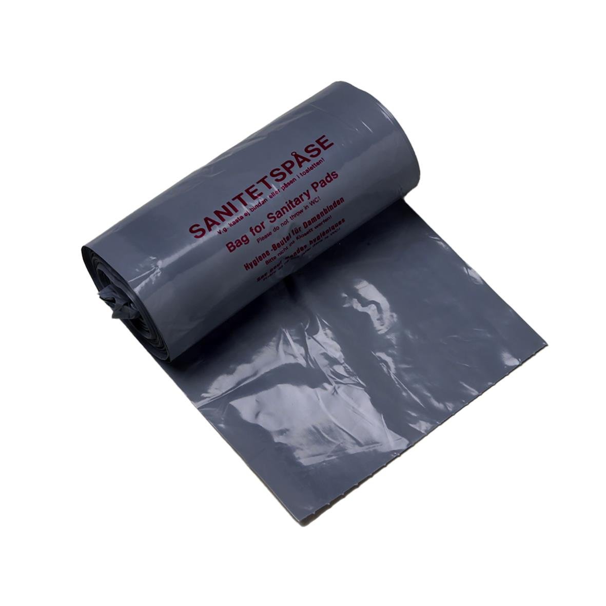 Grå sanitetspåse LLD med tryck 25my, 320x400mm, delvis utvikt