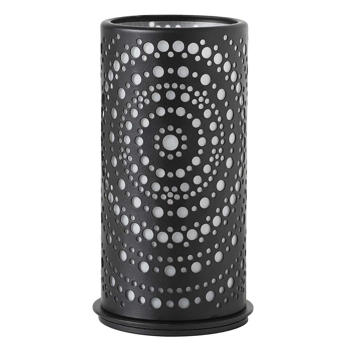 Svart metall ljushållare LED Duni Billy med hålmönster, 140x75mm