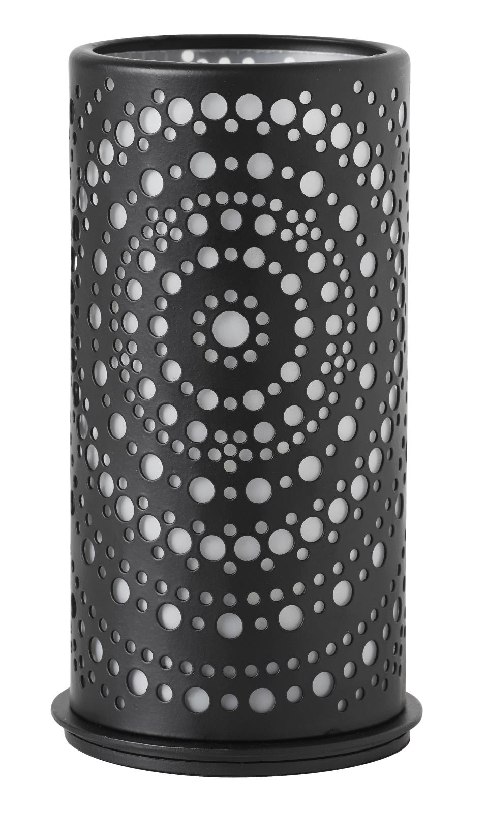 Svart metall ljushållare LED Duni Billy med hålmönster, 140x75mm