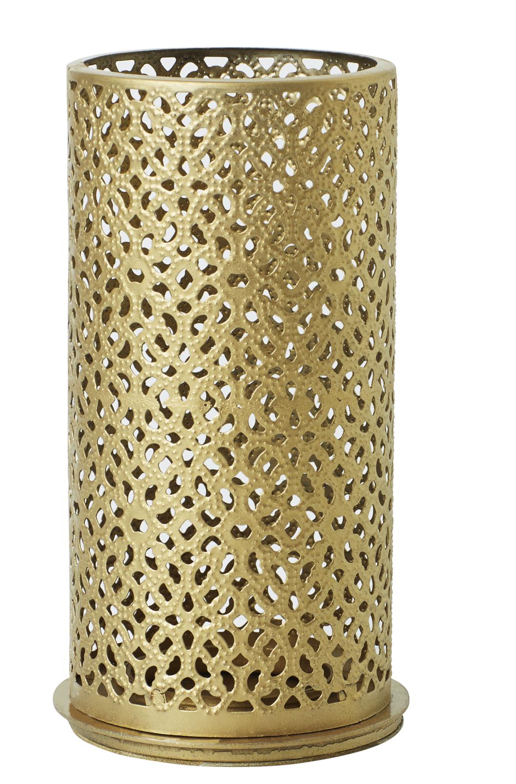 Guldig ljushållare Duni Bliss med perforerad design, 140x75mm