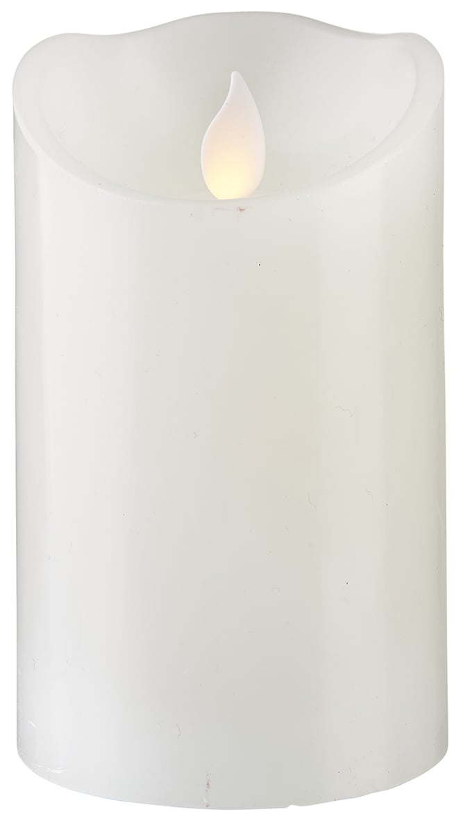 Vit LED blockljus med tändfackla och tändareffekt, 75x125mm