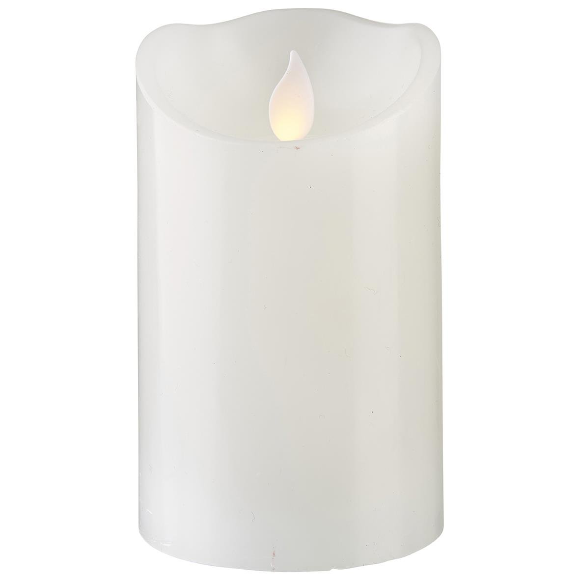 Vit LED blockljus med tändfackla och tändareffekt, 75x125mm