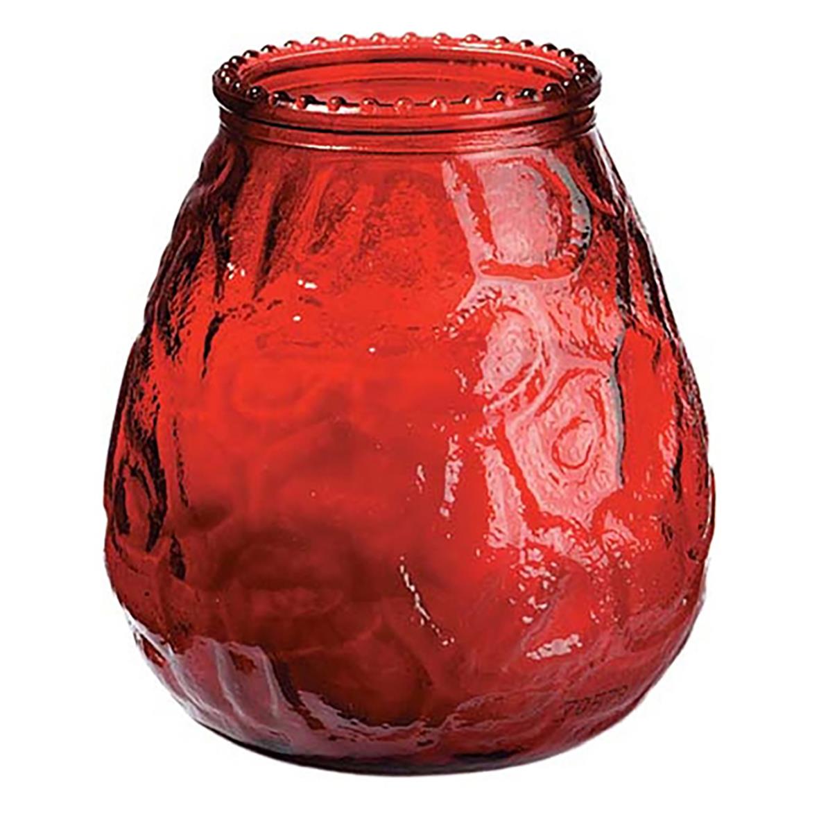 Röd ljuslykta Abena Venezia i glas med bubblor och textur