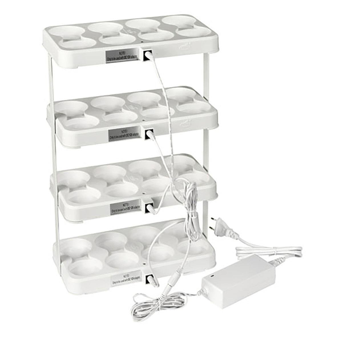 Vit LED Duni laddningsstation med fyra nivåer och laddare