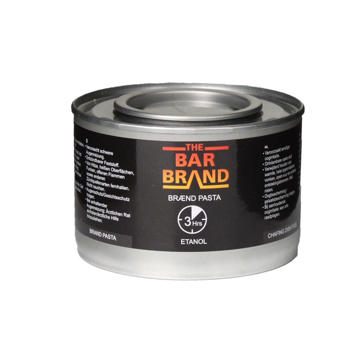 Bränslepatron för 3 timmar, 83x60mm, i svart burk med etikett