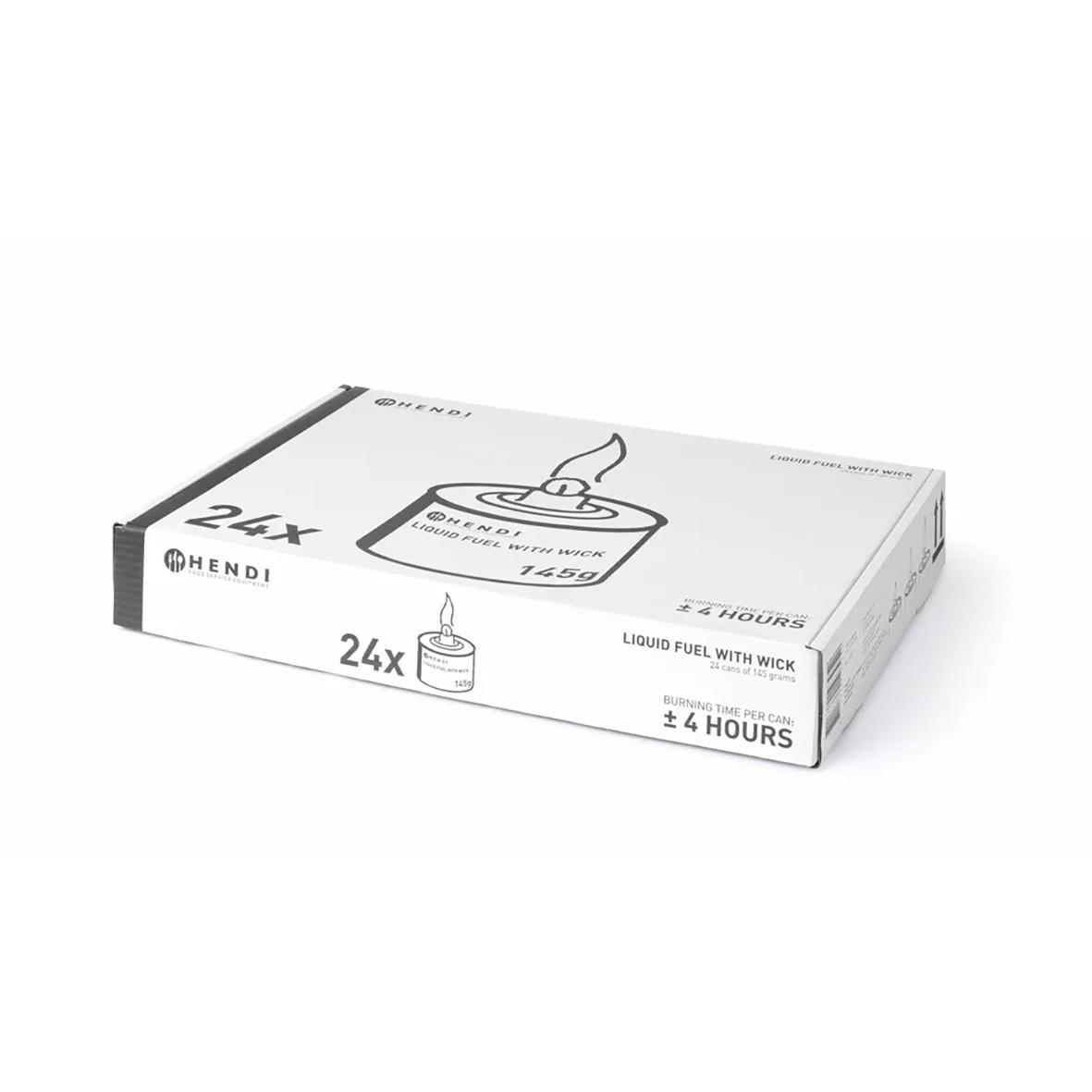 Bränslepatron Hendi med veke, ca 6 timmars brinntid, 200g, 24-pack