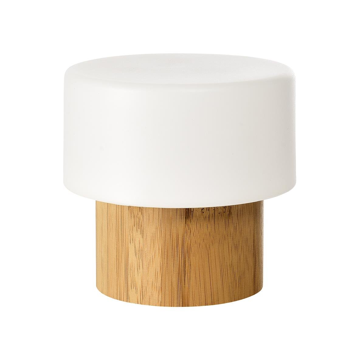 LED-ljushållare Duni Sister Bambu 110x110mm med vit topp och bambufot