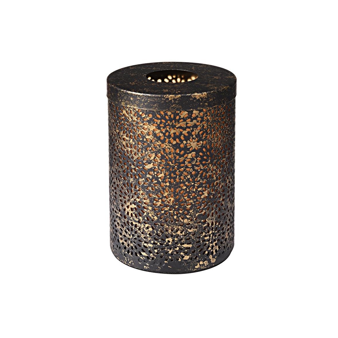 Ljushållare LED Duni Dara metall, svart med perforerad design, 120x85mm