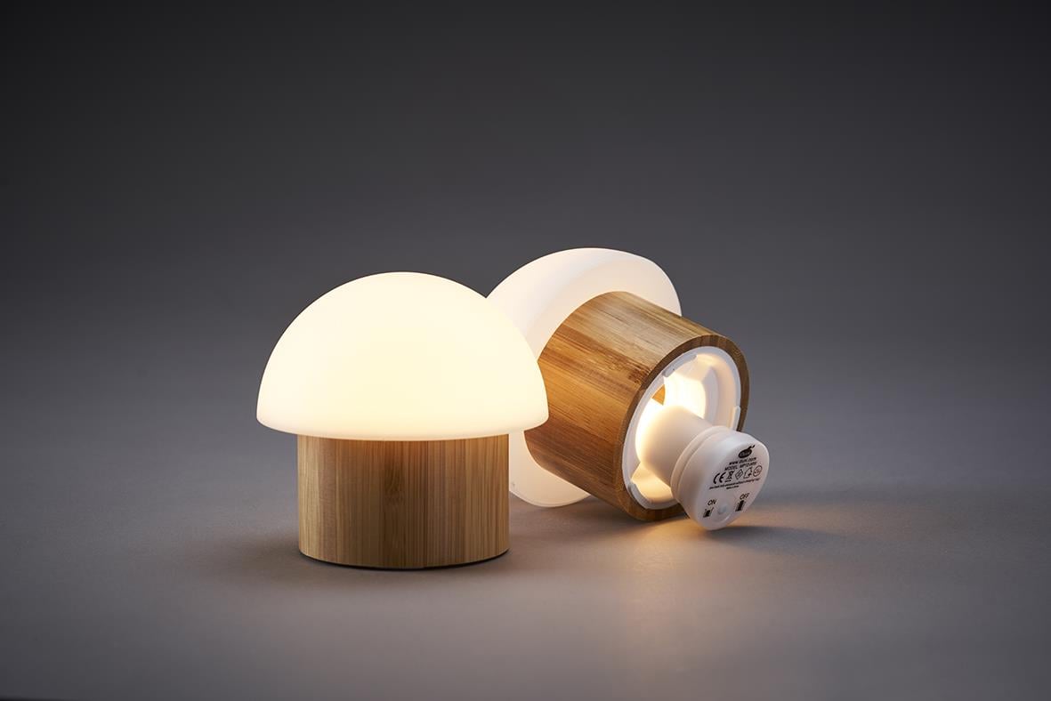 LED ljushållare i bambu med ljus, Duni Brother 105x110mm