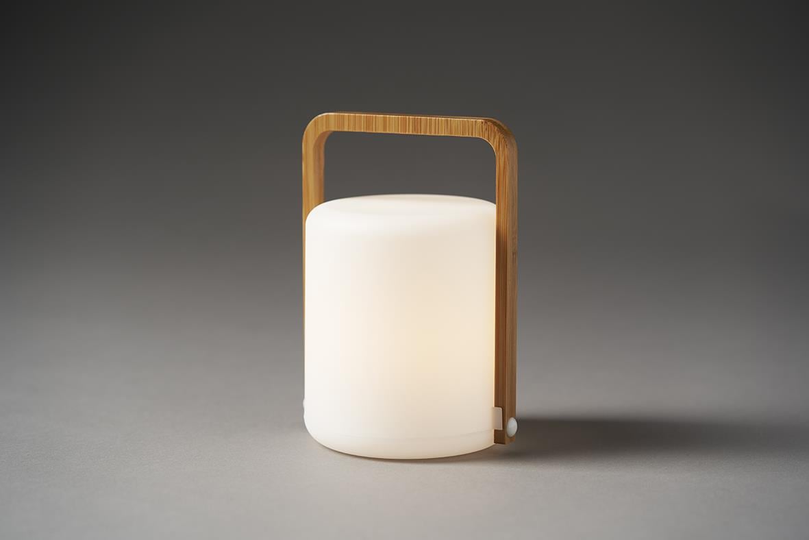 LED-ljushållare i bambu med handtag, rund form, Duni Sibling