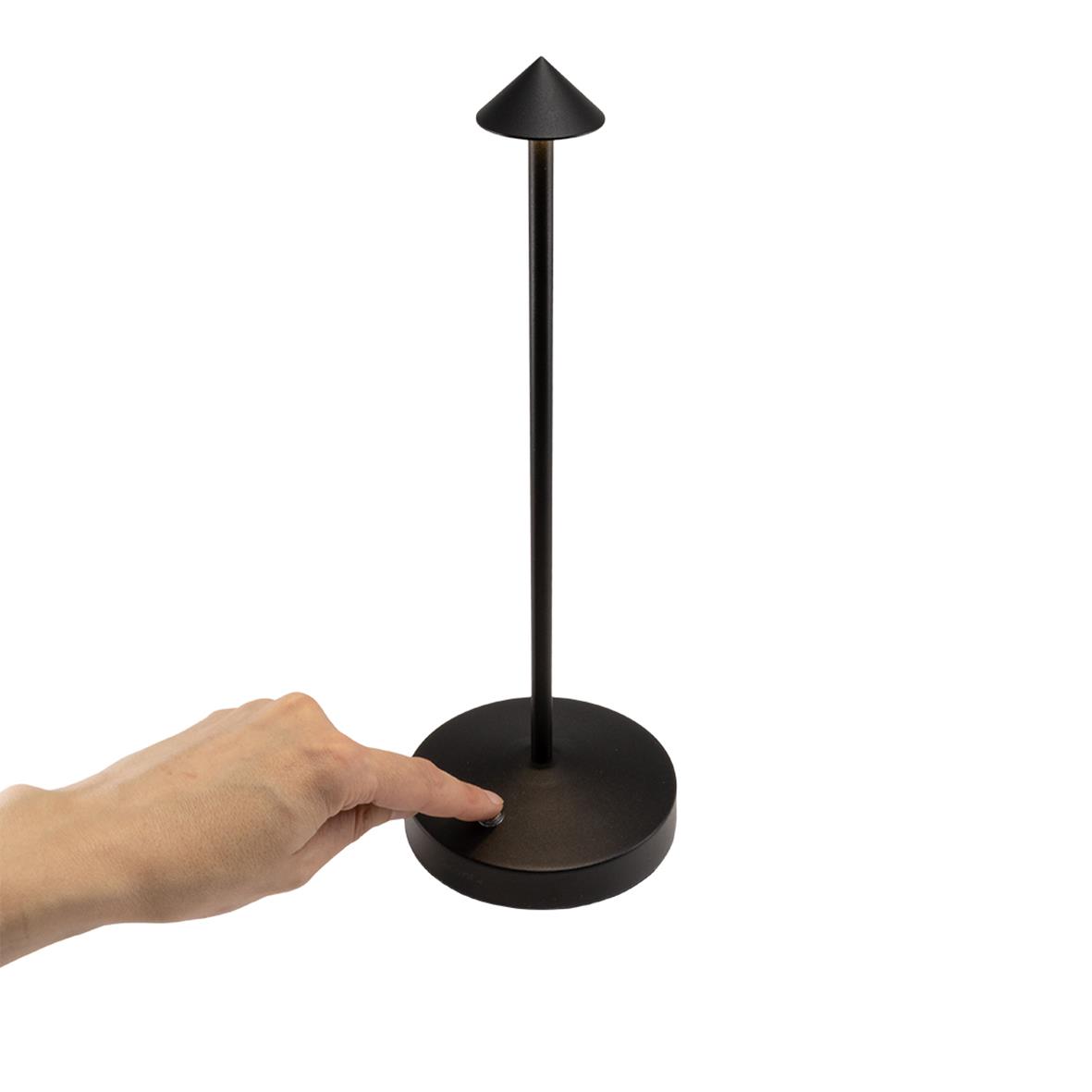 Svart bordslampa LED Securit Angelina med rund bas och justerbar ljuskälla