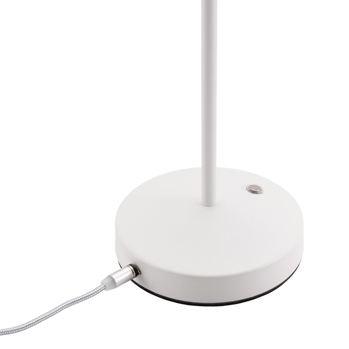 Vit bordslampa LED Securit Angelina med rund bas och justerbar ljuskälla