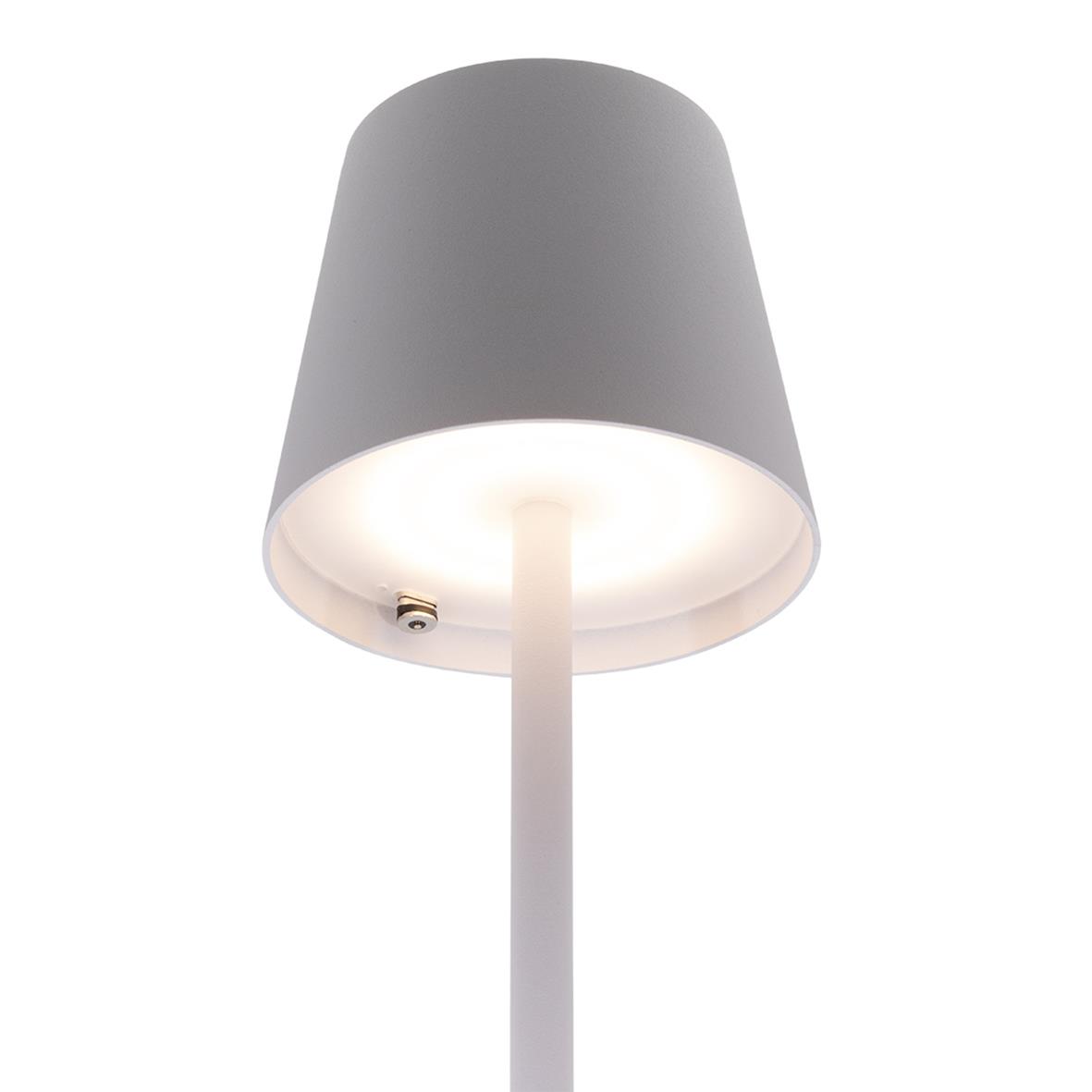 Vit bordslampa LED Securit Feline med grå lampskärm