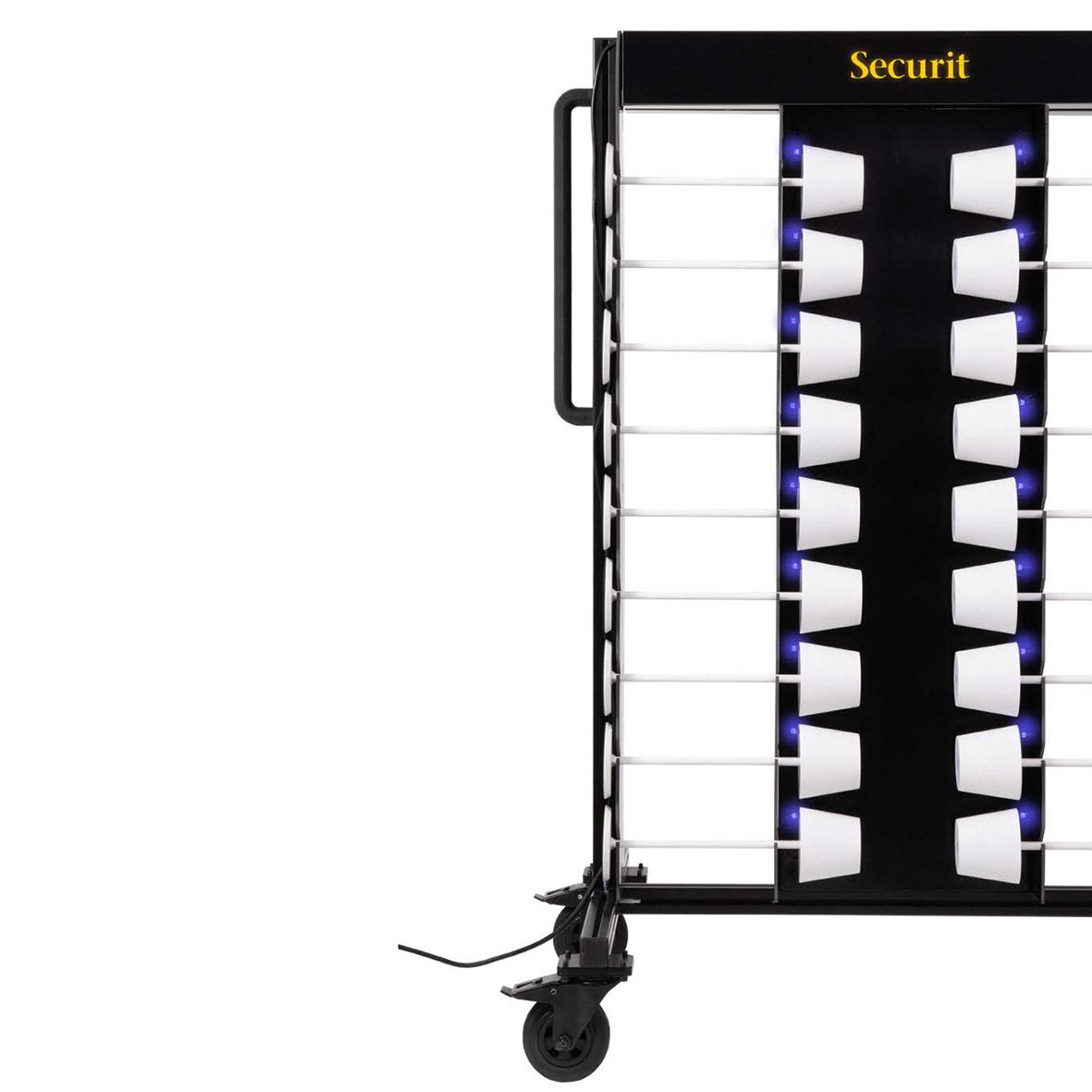 Laddvagn Securit för 36 lampor med hjul och handtag