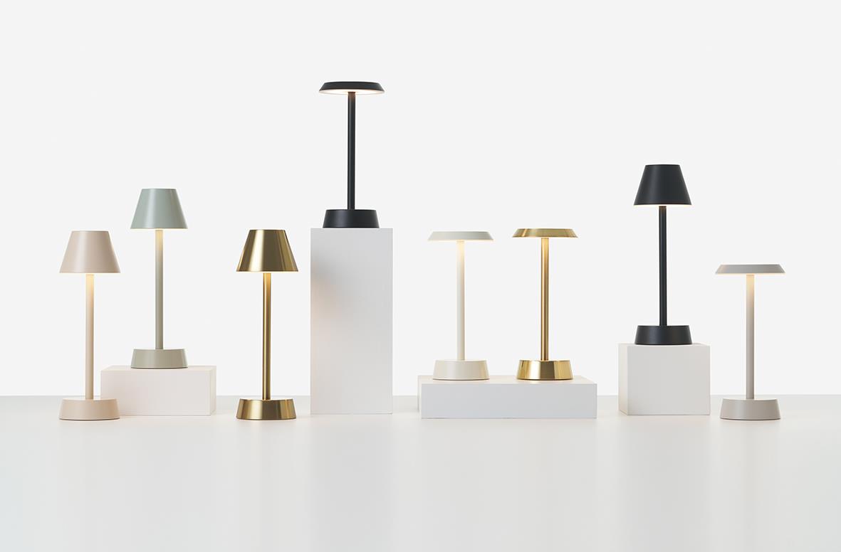 Bordslampa LED Duni Zelda i ljusgrön, svart, vitt och guld, olika höjder och stilar