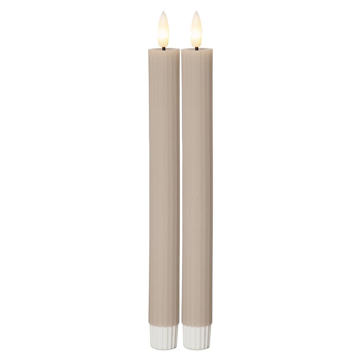 Antikljus LED Flamme Stripe Beige med två tända ljusliknande LED-lampor