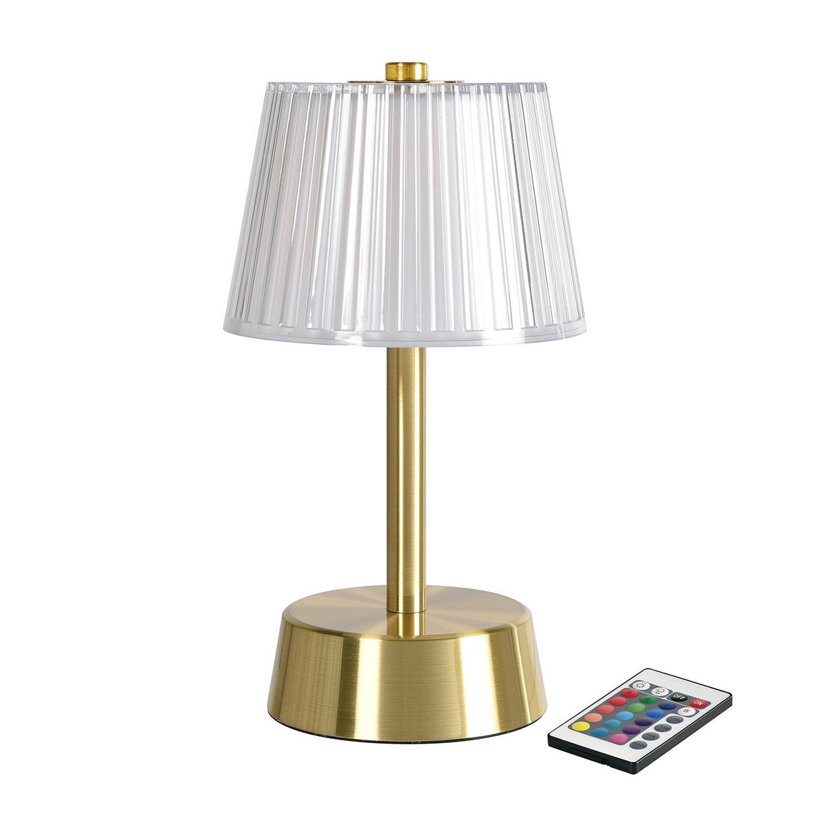 Bordslampa LED Duni Jay Guld med guldfinish och vit lampskärm samt fjärrkontroll