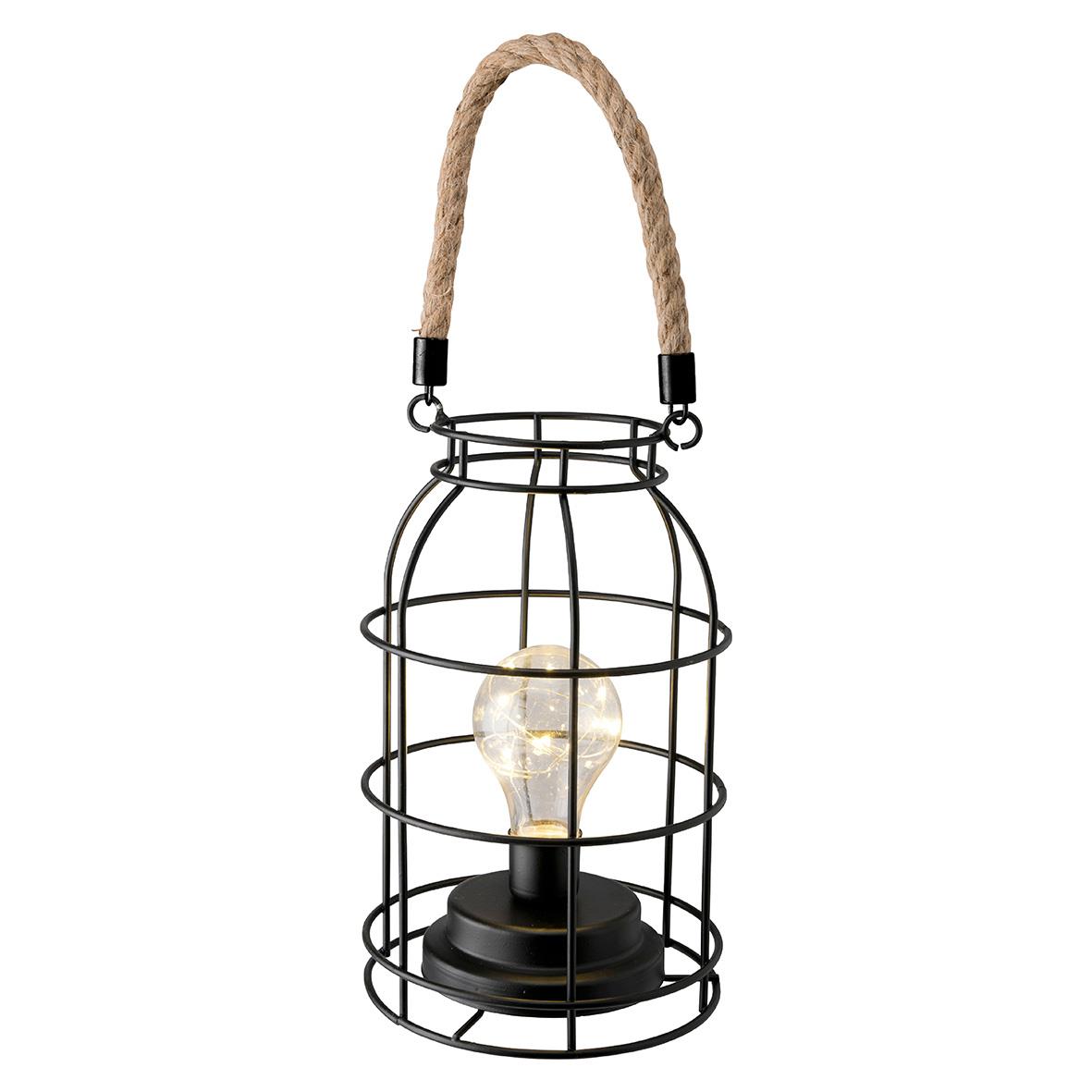Lykta Dorre Landsort LED-belysning svart med rephandtag, 23x24cm