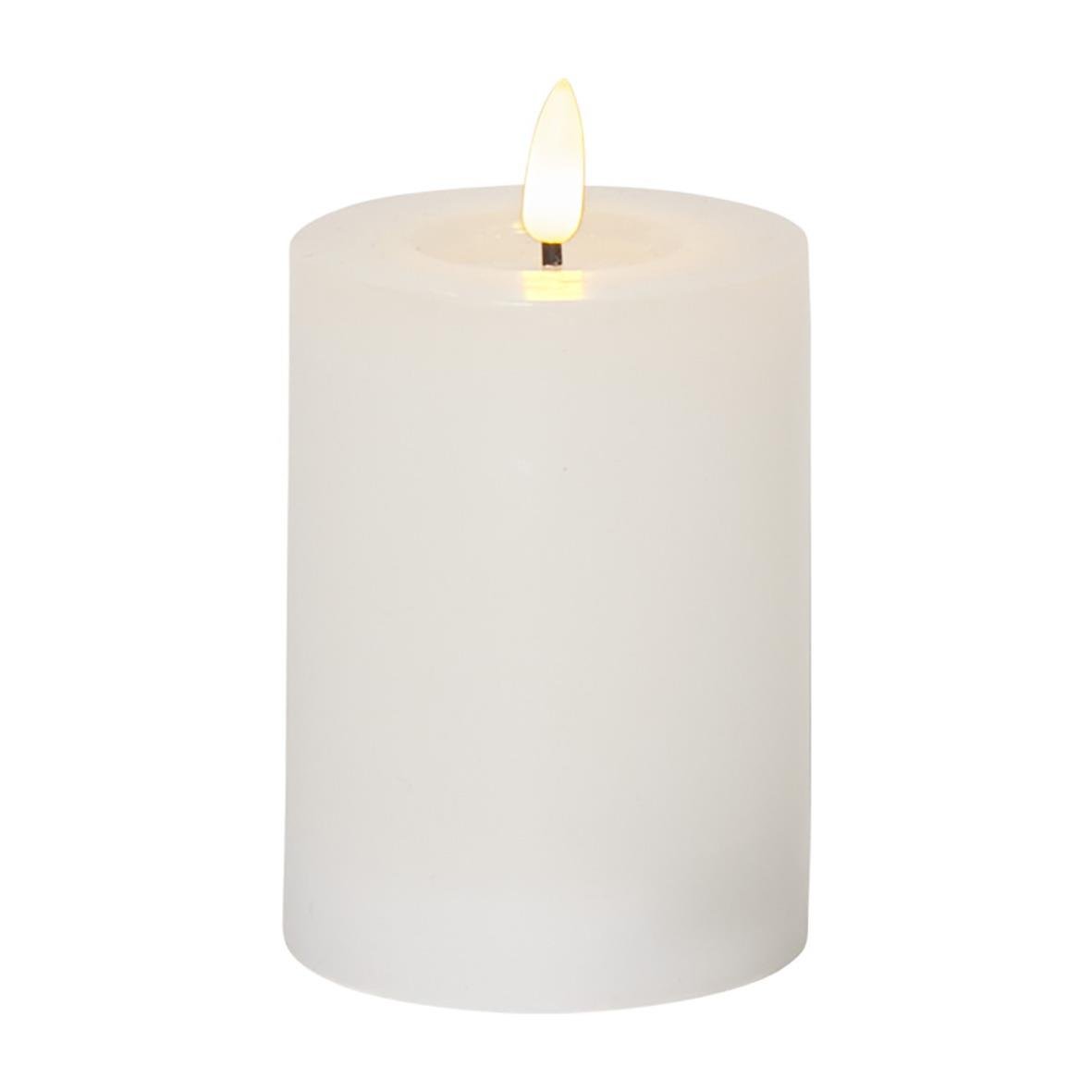 Vit LED blockljus med flammamotiv och flimmerfunktion, 75x125mm