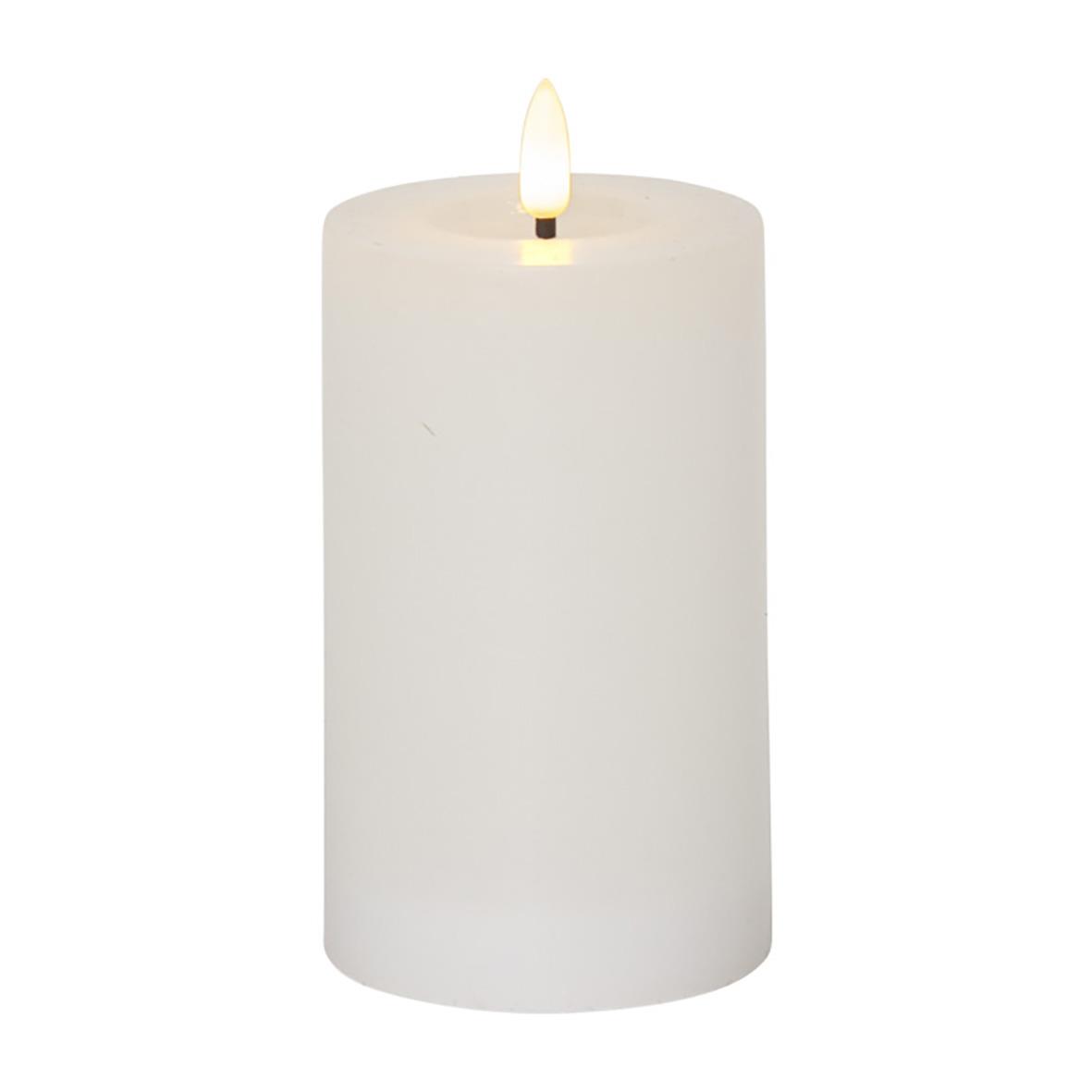 Vit LED blockljus med flammaeffekt och måtten 75x150mm