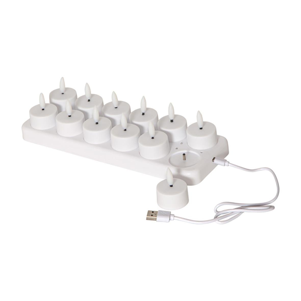 Värmeljus LED med flammfunktion och laddning via USB