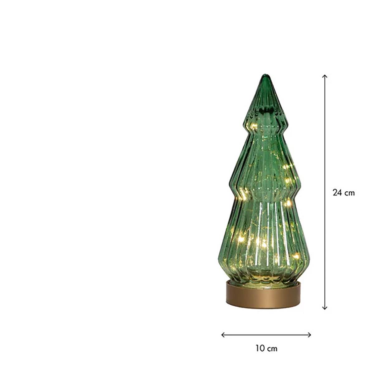 Grön glasdekoration i form av en julgran med ljus, höjd 24 cm, diameter 10 cm, från Star Trading Verde