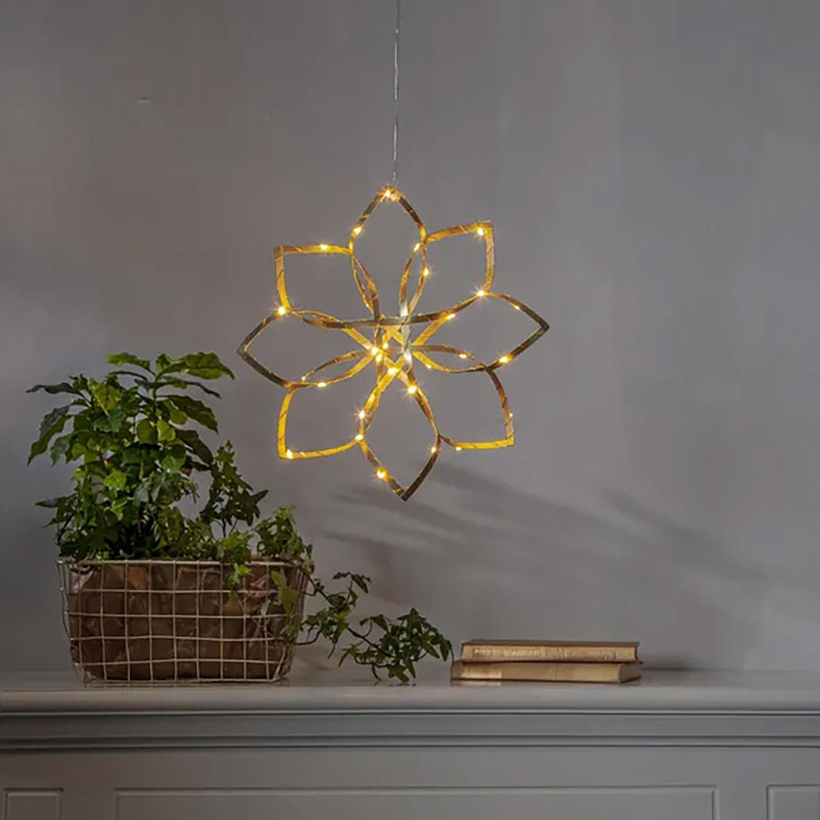 Hängande guldstjärn-dekoration med ljus, Amaze design