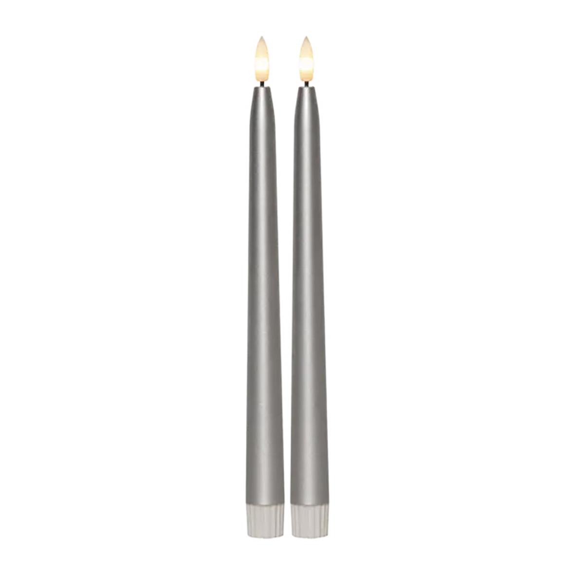 Antikljus Star Trading LED Flamme i metall silver, 28,5 cm