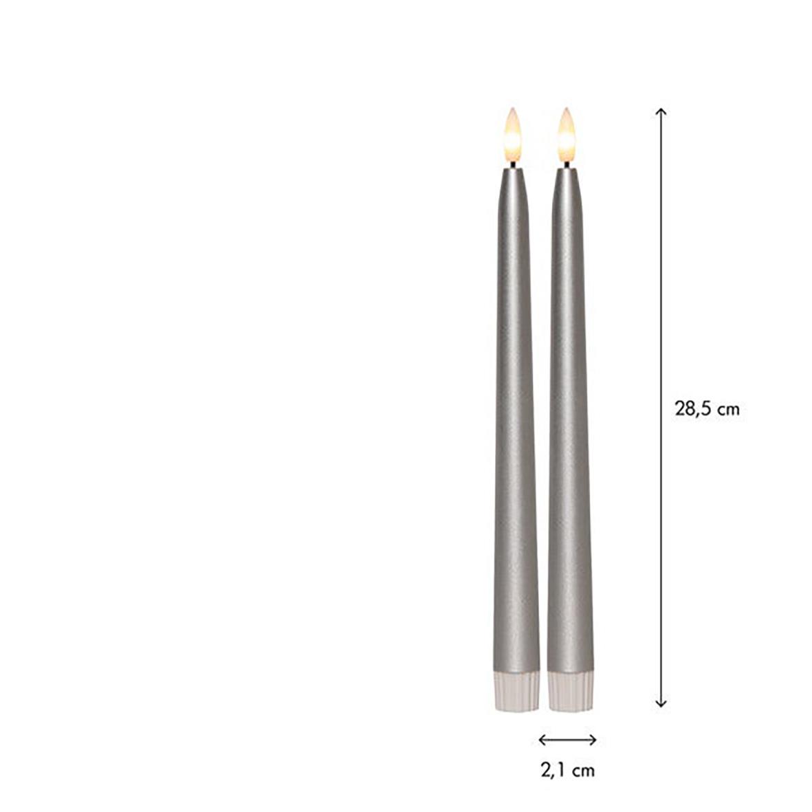 Antikljus Star Trading LED Flamme i metall silver, 28,5 cm lång