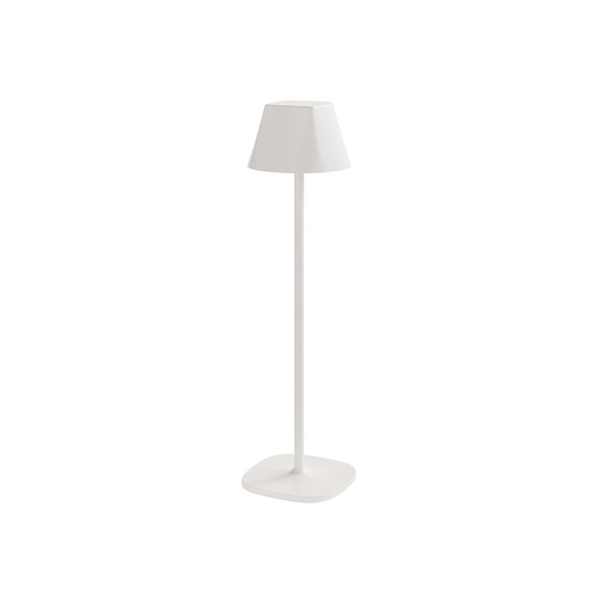 Vit bordslampa LED Duni Cordless Veya med vit lampskärm och stång