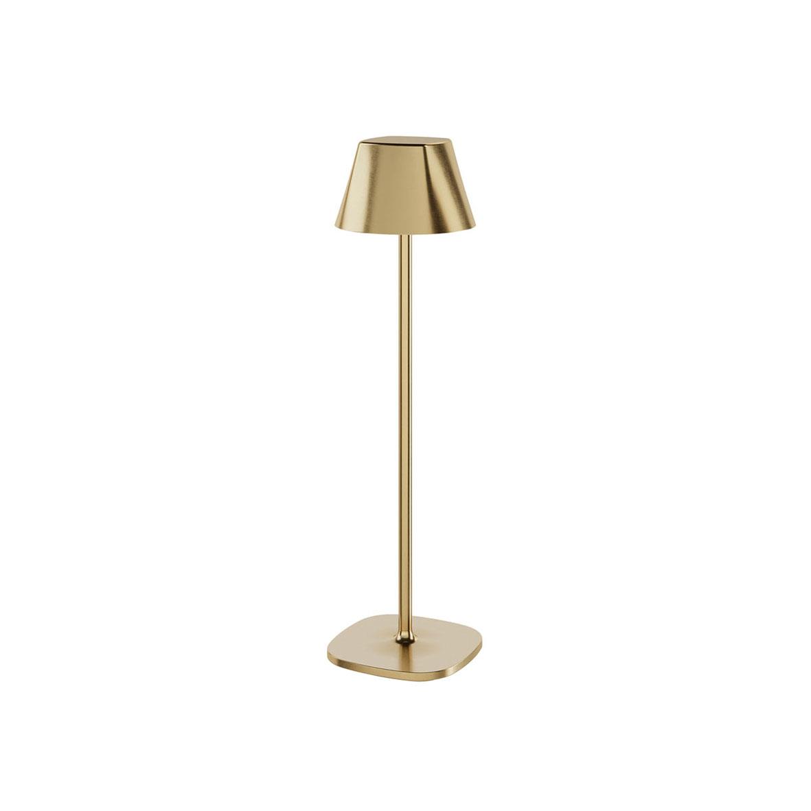 Guldig LED bordslampa Duni Cordless Veya med lampskärm och stång