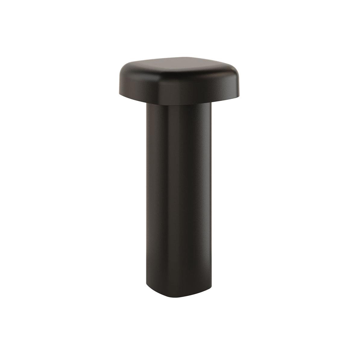Svart LED bordslampa Duni Cordless Quadro med rund topp och cylindrisk bas